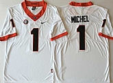 Georgia Bulldogs 1 Sony Michel White College Football Jersey,baseball caps,new era cap wholesale,wholesale hats